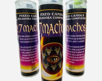 7 Machos Veladora Para la Buena Suerte, 7 Males Candle for Good Luck