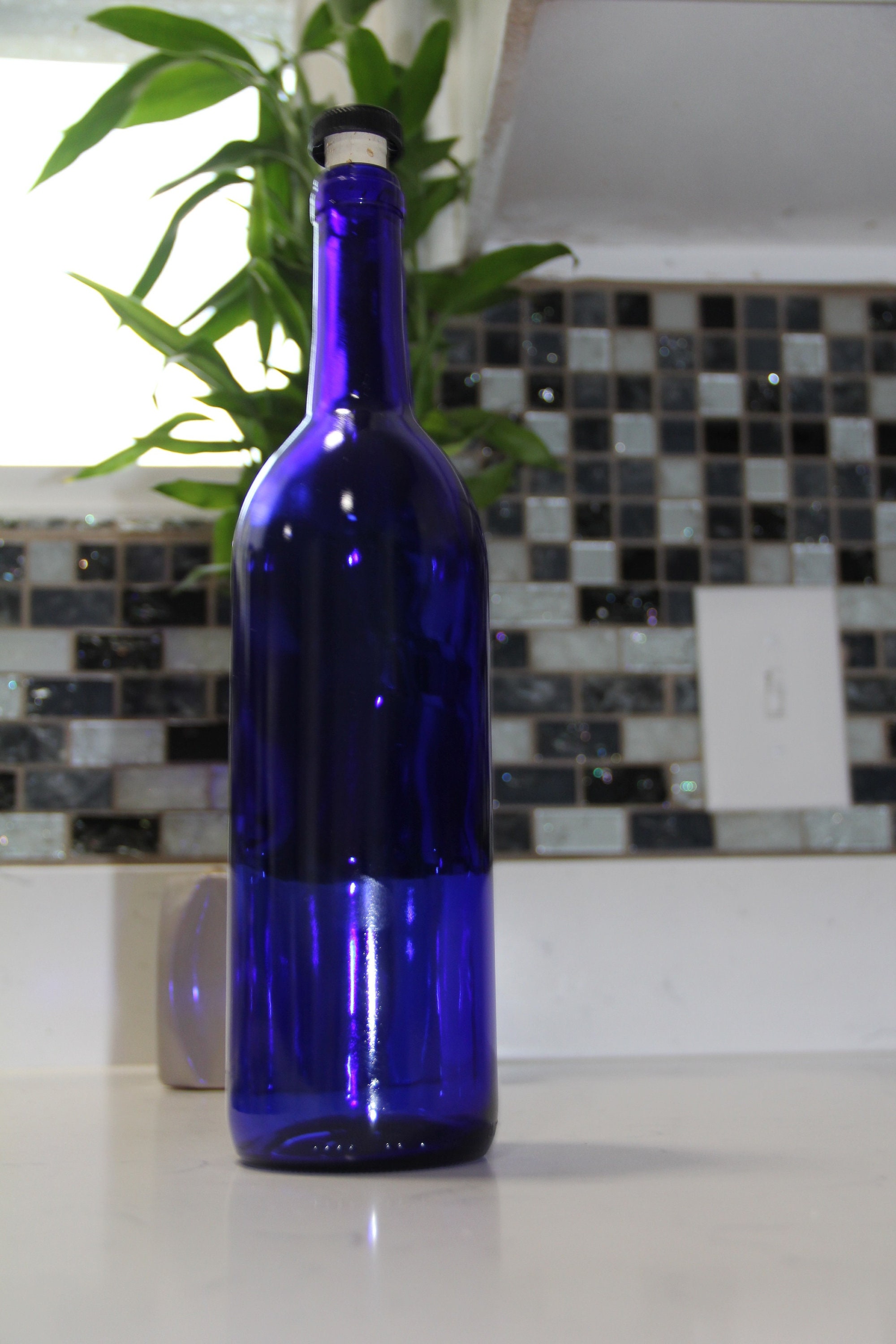750 Ml Blue Cobalt Glass Solar Bottle Ho'oponopono Etsy