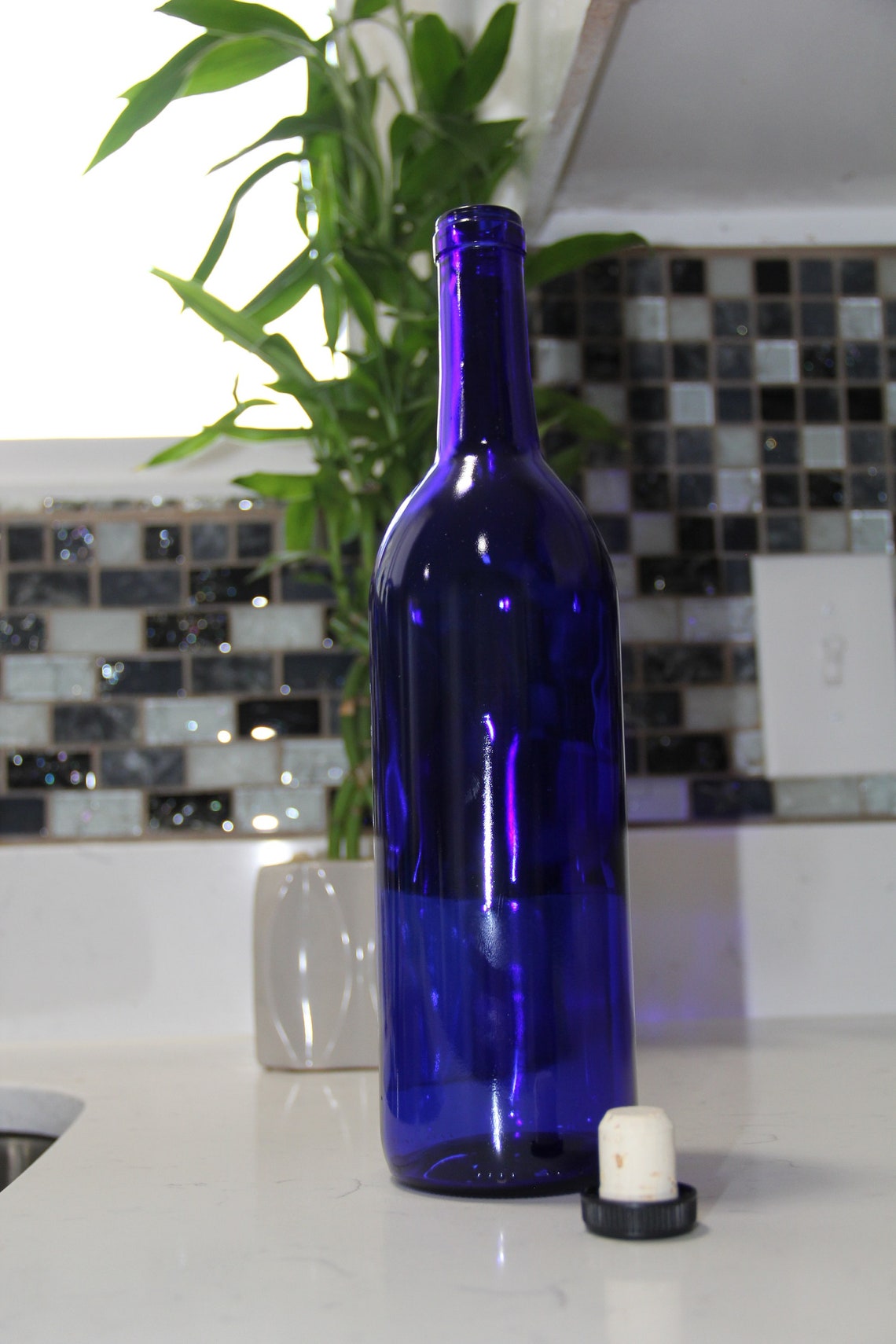 750 Ml Blue Cobalt Glass Solar Bottle Ho'oponopono Etsy