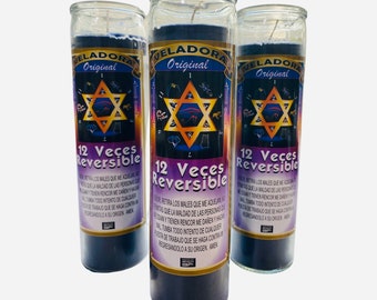 6x set, 12 Times Reversible Black Fixed Candle, 12 Veces Reversible Veladora Negra Preparada. Back to Sender