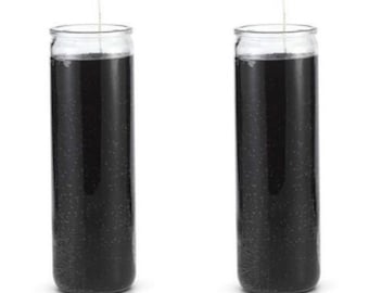 Black Ritual Candle Glass Jar - Veladora Negra Para Rituales