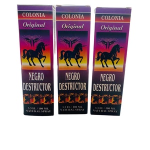 NEGRO DESTRUCTOR Perfume Colonia -Black Destroyer Wicca Cologne Perfume Spray Spell Ritual Santeria Proteccion Aura