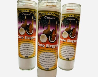 Coco Eleggua Veladora, Coconut Eleggua Fixed Candle. Elegua Exu