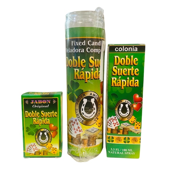 DOBLE SUERTE RAPIDA Set Veladora + Jabon + Perfume - Double Fast Luck Set