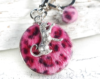 Trendy keychain leopard print, pocket tree leopard, faux fur, jewelry pendant, lucky charm, gift