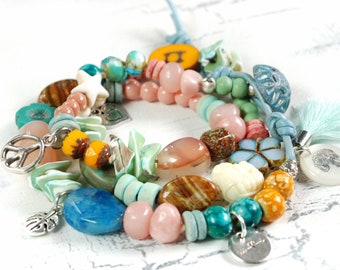 Boho Hippie Bohemian Ibiza style casual wrap bracelet Joy Closure free Gift Peace