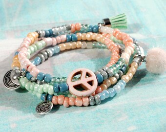 Boho Hippie Bohemian Ibiza style casual wrap bracelet Joy Closure free Gift Peace