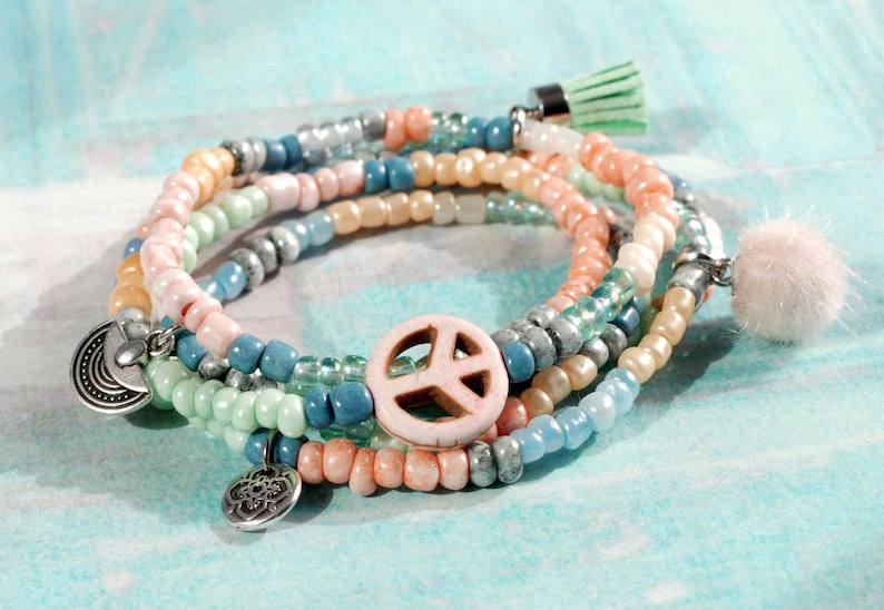 Boho Hippie Bohemian Ibiza style casual wrap bracelet Joy Closure free Gift Peace