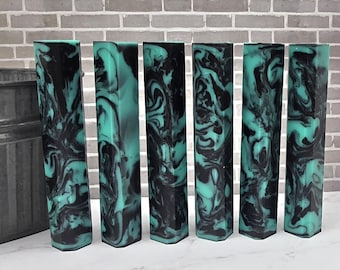Aqua Green Cut with Jet Black - Pen Blank #112