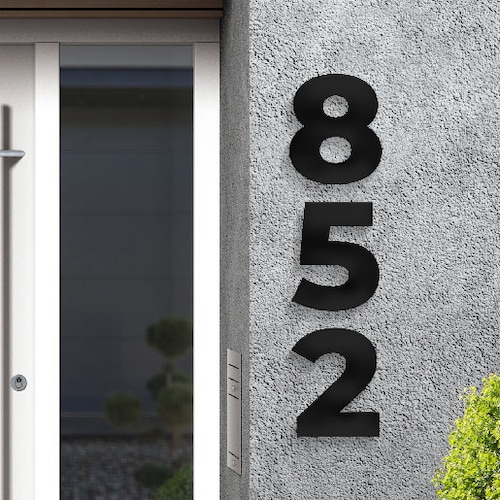 Large Modern Black House Numbers 8 Inch 12 Inch Address Etsy Canada