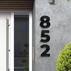 Large Black Floating House Numbers for Modern Address Sign, Big BOLD RETRO numbers