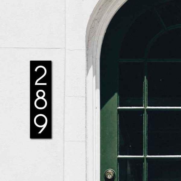 House Number Plaques for address sign with THIN MODERN 5 inch numbers
