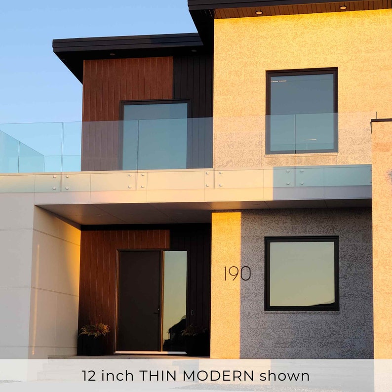 Sleek and modern address numbers for modern homes and minimalist living. Numbers and letters for a modern house number sign.