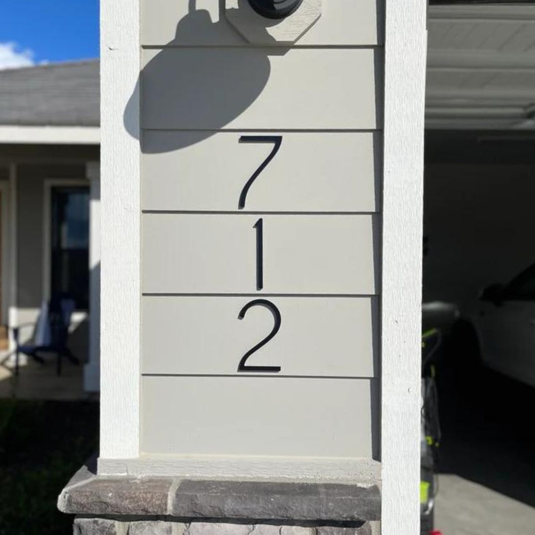 6 Inch THIN MODERN House Numbers and Letters in Black, White or Brushed ...