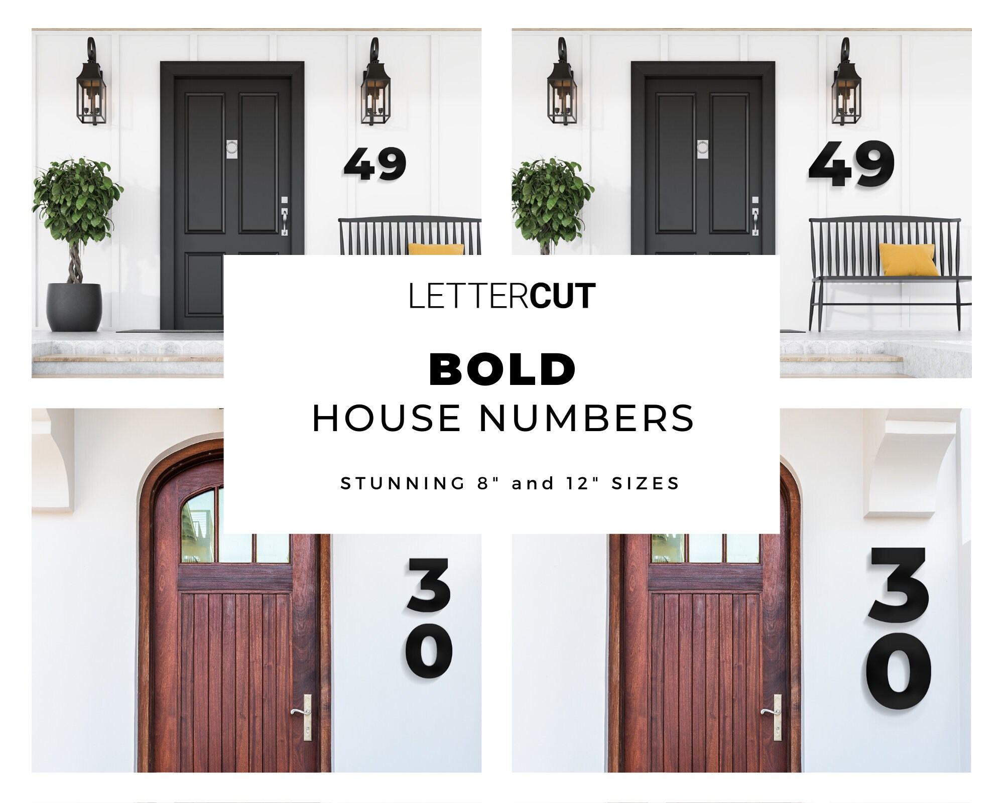 Bold White House Numbers 8 inch 12 inch Modern Address Etsy