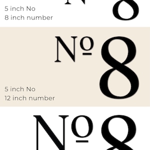 Size variation and combination details for the ROMAN SERIF No letters and numbers.