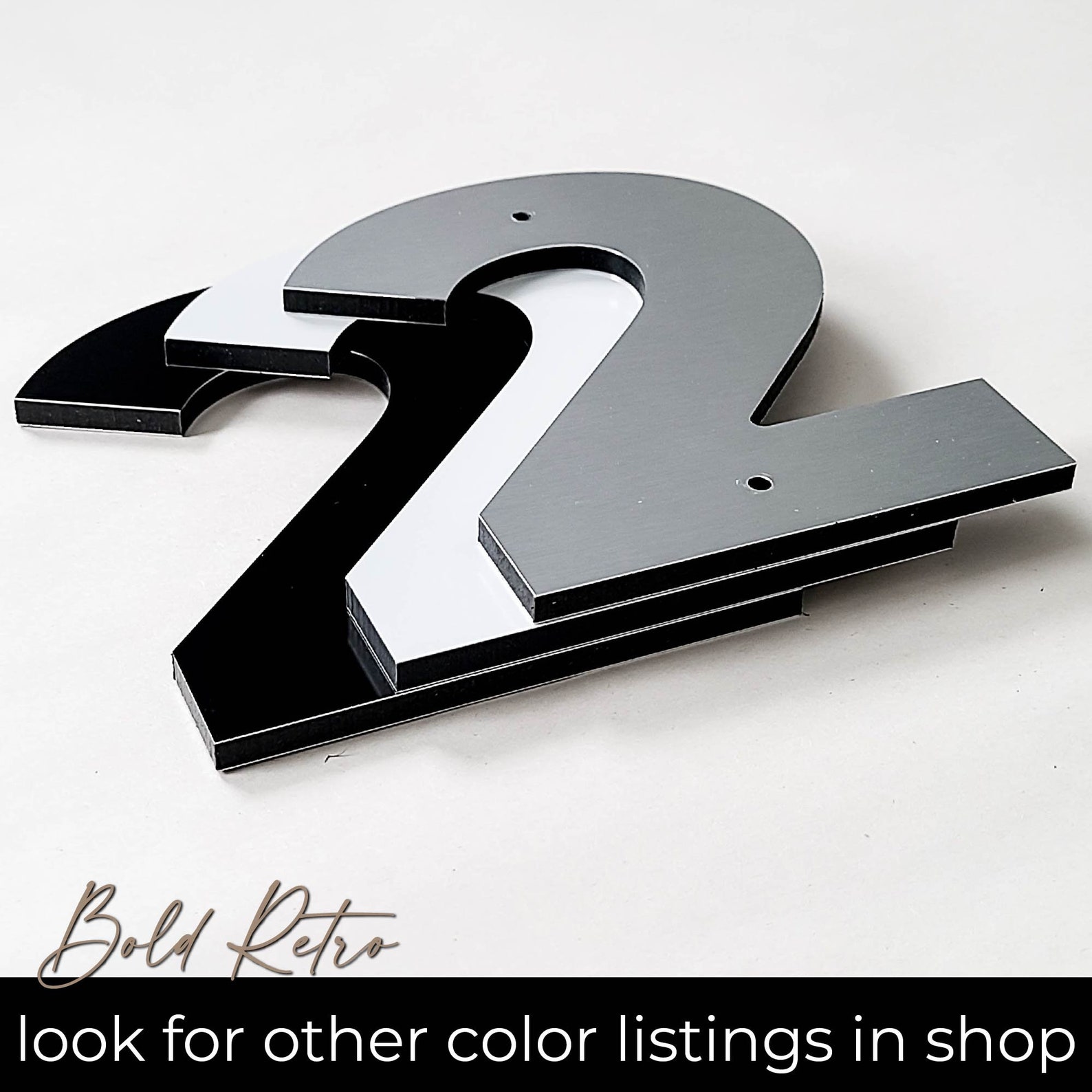 Brushed Silver House Numbers Bold 8 and 12 Inch Modern Etsy Canada
