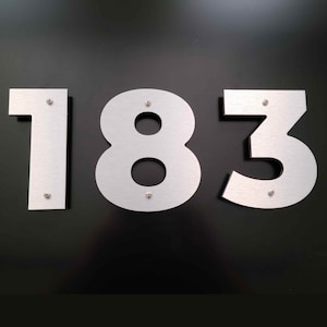 5 inch Silver BOLD RETRO House Numbers and Letters for a modern home address sign