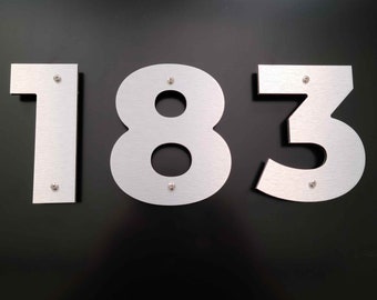 5 inch Silver BOLD RETRO House Numbers and Letters for a modern home address sign