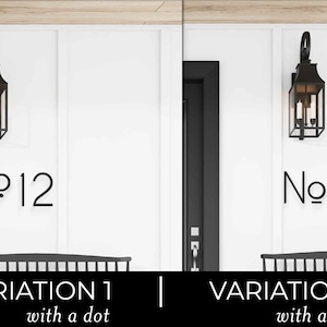 Add the No letters to your address sign for extra curb appeal. This photo shows the two variations available for THIN MODERN No sign letters with a dot or a dash below the letter o