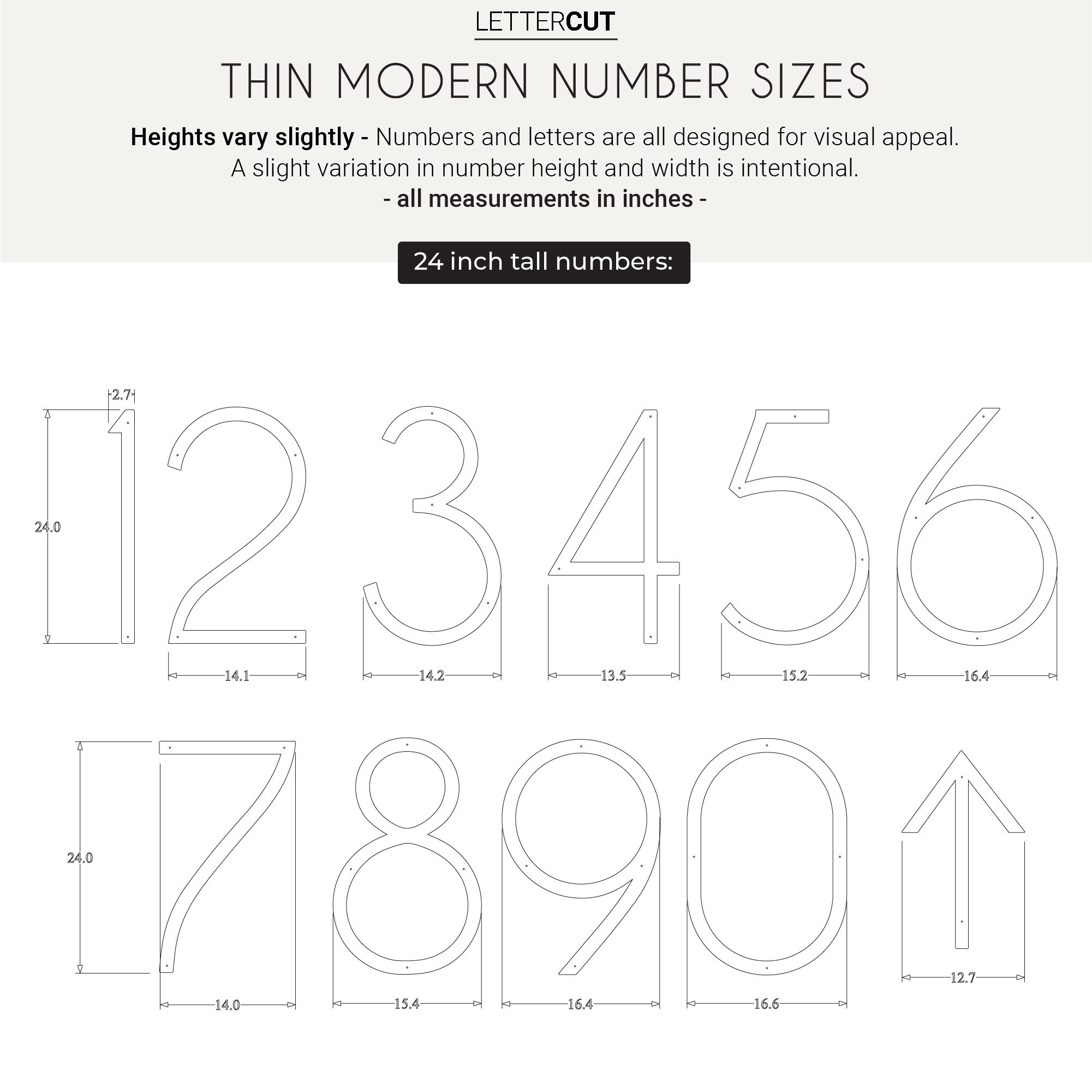 24 Inch Extra Large THIN MODERN House Numbers and Letters in Black ...