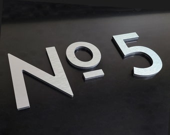 Lettres numéro CLASSIQUE MODERNE en argent brossé pour plaques d'adresse, numéros de maison et lettres