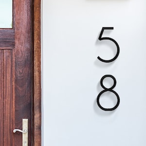 Easy to install house numbers and letters for a unique address sign. THIN MODERN house numbers and sign letters.