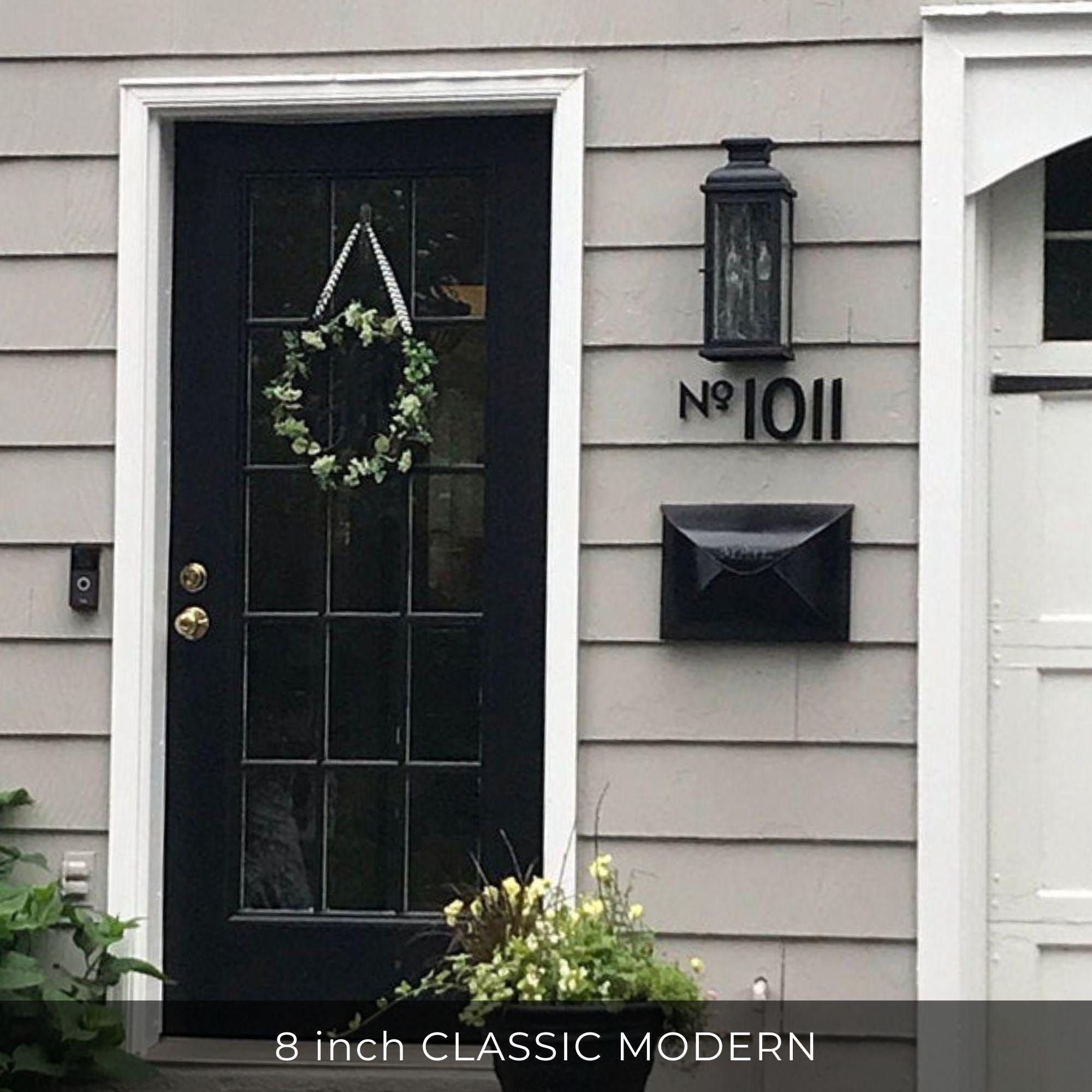 laffoonparts 16 Inch Modern House Numbers for Outside Black with Nail Kit, Large Black Metal House Numbers, House Address Numbers for House Address Wall Door Hotel Street Garage Gate (2