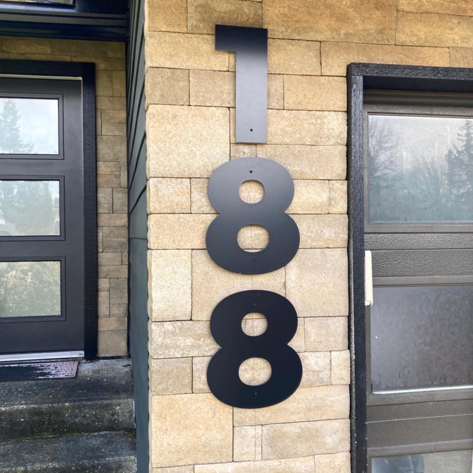 Large Black Floating House Numbers for Modern Address Sign, Big BOLD RETRO numbers