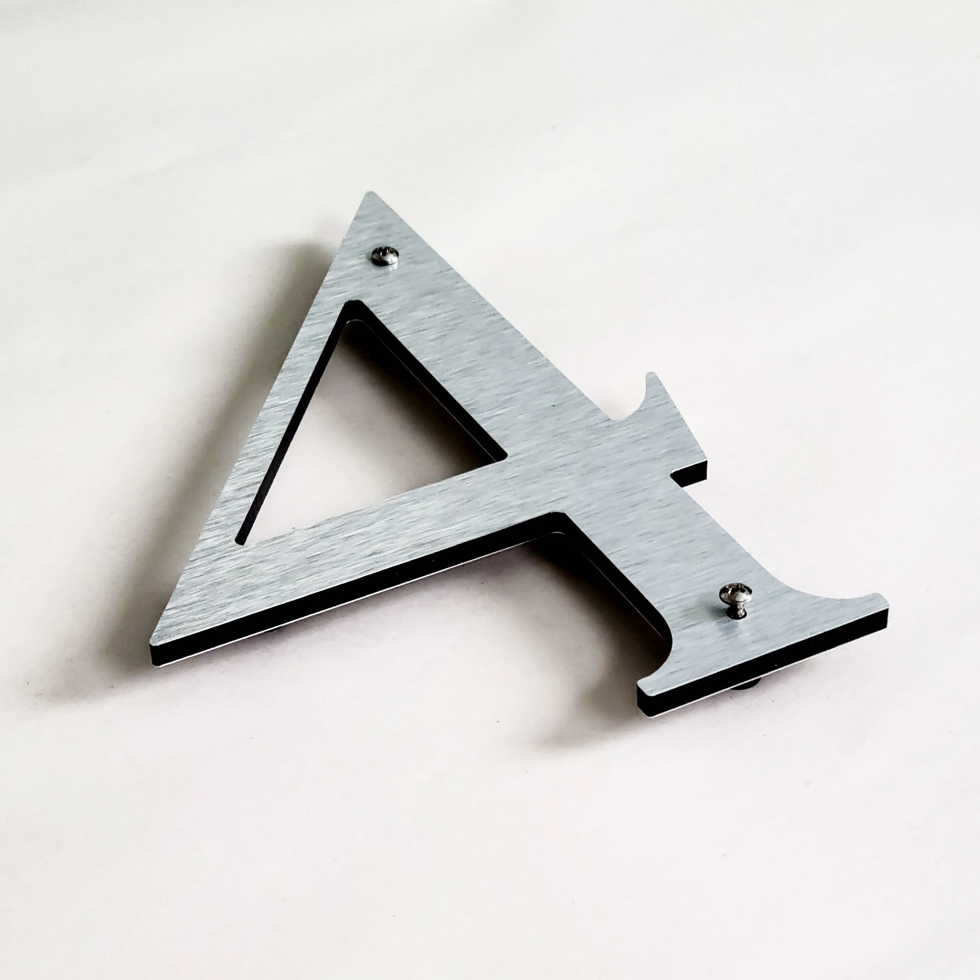 Large ROMAN SERIF brushed nickel house numbers for modern address number signs and plaques