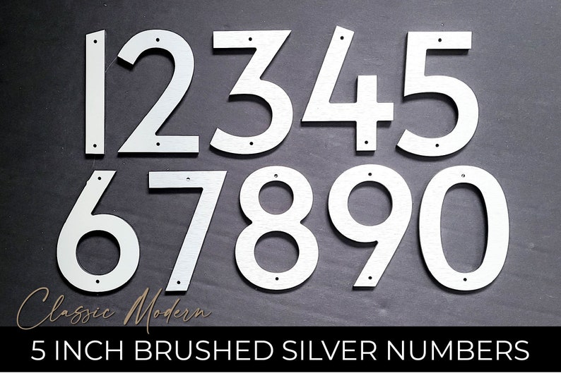 CLASSIC MODERN 5 Inch Silver House Numbers and Letters for Etsy