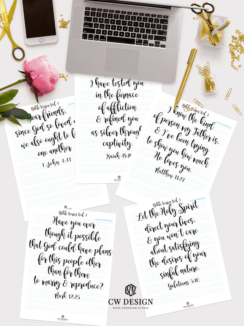 20 Bible Verses Hand Lettering Practice Sheets Calligraphy | Etsy