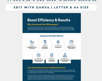 Canva One-Pager Editable Sales Sheet Template, Customizable White Paper, Easy Lead Magnet for Email  Marketing, Flyers, Business Promotion