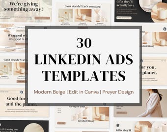 LinkedIn Ad Templates: Beige Canva Layouts for Women (Digital Download)
