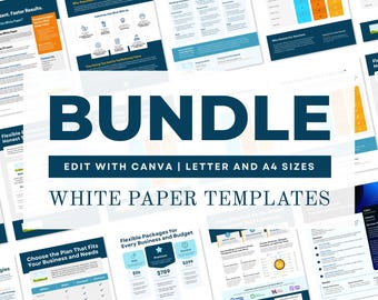 Editable White Paper & Pricing Table Templates: Canva Digital Download