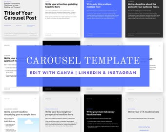 Customizable LinkedIn Carousel Editable Canva Template: Establish Thought Leadership Marketing Instant Access with Easy Writing Prompts