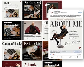 Stop the Scroll Social Media Templates | 52 Canva Posts for Instagram & LinkedIn | Personal Brand Content Kit for Coaches and Small Business