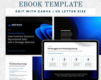 eBook Canva Template, Editable PDF, Email Lead Magnet, Easy Customizable Business Marketing Strategy, Technology Start Up Company Pitch Deck