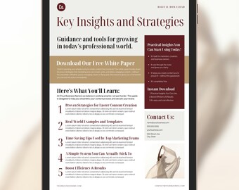 Bold Red and Beige White Paper Canva Template – For Coaches, Consultants & Professional Women to Grow Email Lists, Clients and Traffic