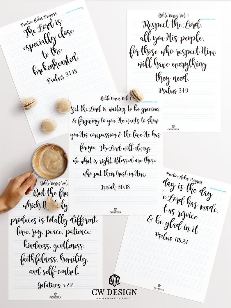 20 Bible Verses Hand Lettering Practice Sheets Calligraphy | Etsy