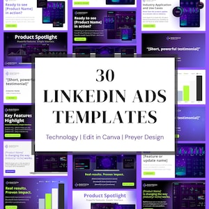LinkedIn Ads Canva Template Editable Social Media Posts Tech Company B2B Marketing Templates for LinkedIn Post Template Software Company
