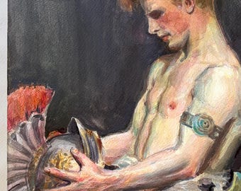 Germanic Warrior — Study after Osmar Schindler | Painting Gay Twink Portrait Selfie Queer Art