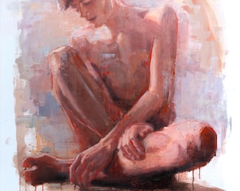 Before He Vanished | Large Original Oil Painting Gay Twink Portrait Queer Art
