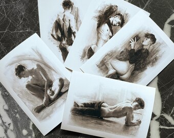 Gay Art Prints Series - Male Nude Intimate Charcoal Twink Boy Limited Edition