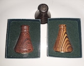 3 piece turned wood kaleidoscope set. 2 in original box, iob, set.