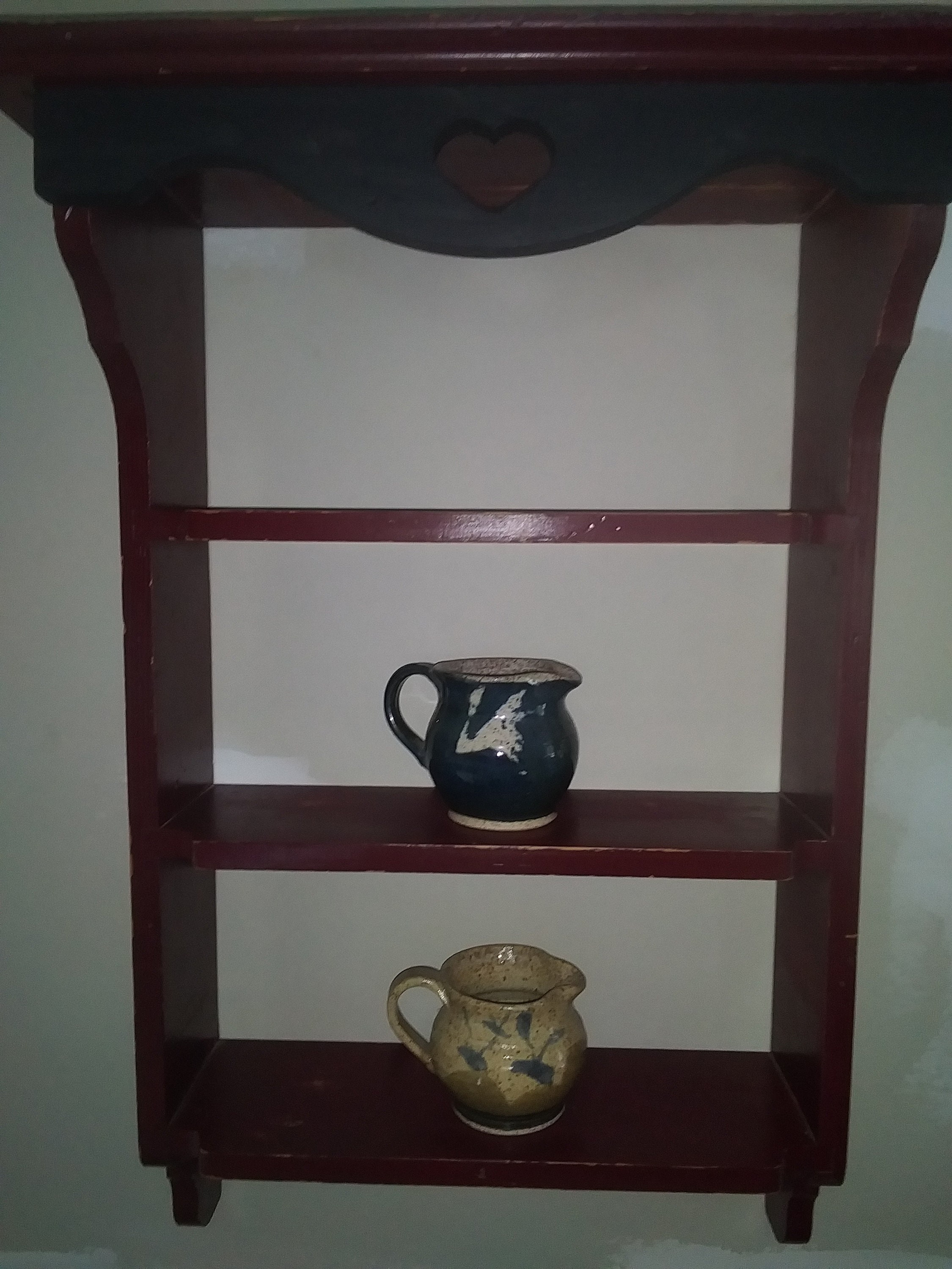 Rustic shaker wall shelf with heart. Distressed. Vintage Etsy