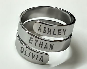 Name Ring, Personalized Multiple Name Ring, Personalized Ring, Three Name Ring, Gift For Mom, Gift For Her, Custom Ring, Engrave Ring