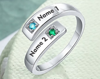 Name Ring, Personalized Multiple Name Ring, Personalized Ring, Two Name Ring, Gift For Mom, Gift For Her, Custom Ring, Birthstone Ring