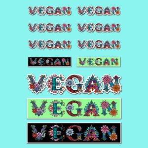 Foglio di adesivi floreali VEGAN / Adesivi vegani per laptop, borraccia, diario / Lettere di fiori a base vegetale / Idea regalo ecologica / Vegano