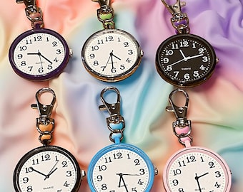 Keychain Pocket Watch – Unisex Mini Quartz Watch, Colorful Zinc Alloy